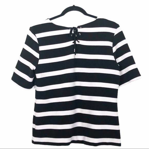 Talbots Boxy MP Tie Back Nautical 1/4 Sleeve Top - Picture 3 of 15